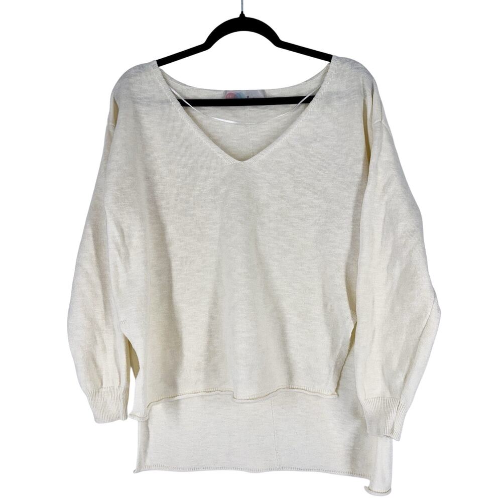 FP Beach Free People‎ Lightweight Sweater XS Ivory Boho Minimalist Coastal EUC